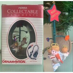 Vintage 80s Noma Collectable Merry Christmas Ornament Angel Cherub Baby